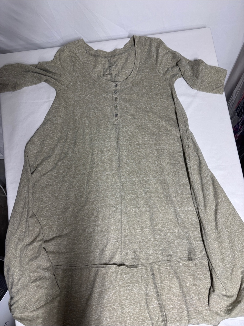 We The Free Free People Medium Olive Heather Henley Long Sleeve Top Boho